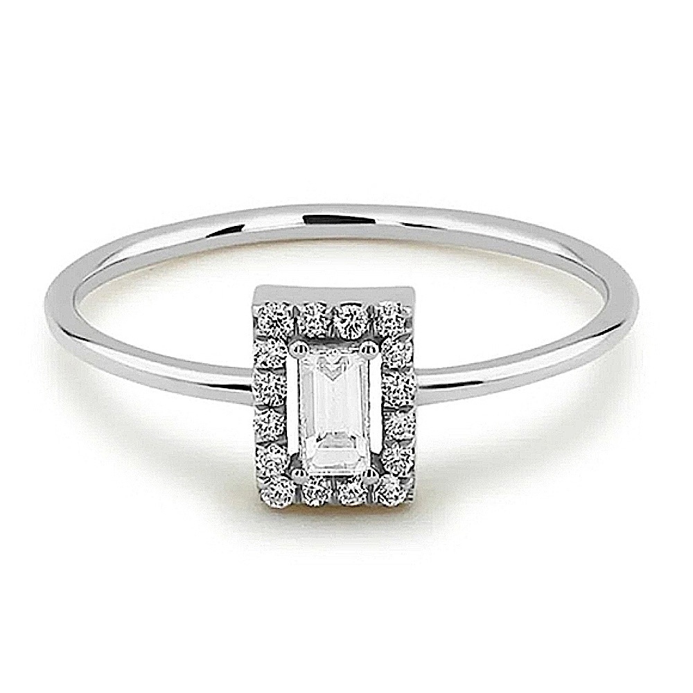 18k White Gold 925 Sterling Silver Emerald Pave Simulated Diamond Ring Size 8‎